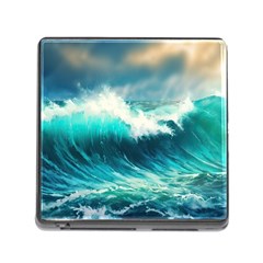 Waves Ocean Sea Tsunami Nautical Blue Memory Card Reader (square 5 Slot) by Jancukart