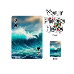 Waves Ocean Sea Tsunami Nautical Blue Playing Cards 54 Designs (mini)