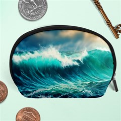 Waves Ocean Sea Tsunami Nautical Blue Accessory Pouch (large) by Jancukart