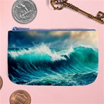 Waves Ocean Sea Tsunami Nautical Blue Large Coin Purse Front