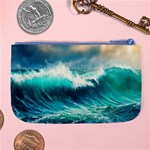 Waves Ocean Sea Tsunami Nautical Blue Large Coin Purse Back