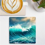 Waves Ocean Sea Tsunami Nautical Blue UV Print Square Tile Coaster  Front