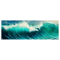 Waves Ocean Sea Tsunami Nautical Blue Banner And Sign 12  X 4  by Jancukart