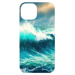 Waves Ocean Sea Tsunami Nautical Blue Iphone 14 Black Uv Print Case by Jancukart