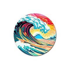 Waves Ocean Sea Tsunami Nautical 8 Magnet 3  (round) by Jancukart