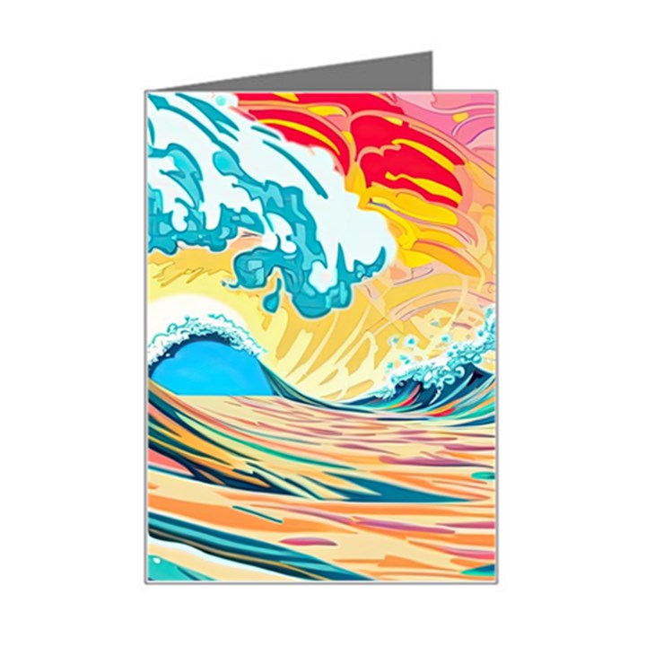 Waves Ocean Sea Tsunami Nautical 8 Mini Greeting Card