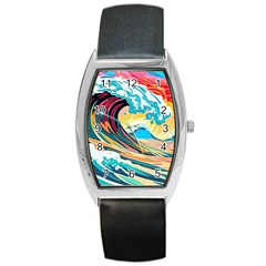 Waves Ocean Sea Tsunami Nautical 8 Barrel Style Metal Watch by Jancukart