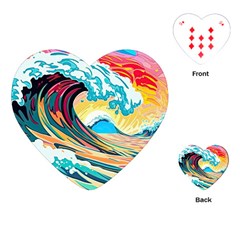 Waves Ocean Sea Tsunami Nautical 8 Playing Cards Single Design (heart)