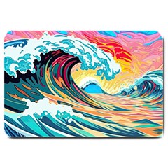 Waves Ocean Sea Tsunami Nautical 8 Large Doormat by Jancukart