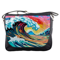 Waves Ocean Sea Tsunami Nautical 8 Messenger Bag by Jancukart