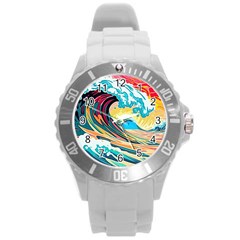 Waves Ocean Sea Tsunami Nautical 8 Round Plastic Sport Watch (l) by Jancukart