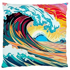 Waves Ocean Sea Tsunami Nautical 8 Large Cushion Case (two Sides) by Jancukart