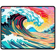 Waves Ocean Sea Tsunami Nautical 8 Two Sides Fleece Blanket (medium) by Jancukart