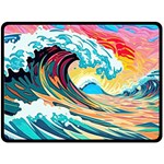 Waves Ocean Sea Tsunami Nautical 8 Two Sides Fleece Blanket (Large) 80 x60  Blanket Front