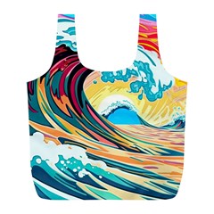 Waves Ocean Sea Tsunami Nautical 8 Full Print Recycle Bag (l)