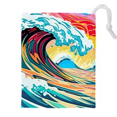 Waves Ocean Sea Tsunami Nautical 8 Drawstring Pouch (4xl) by Jancukart