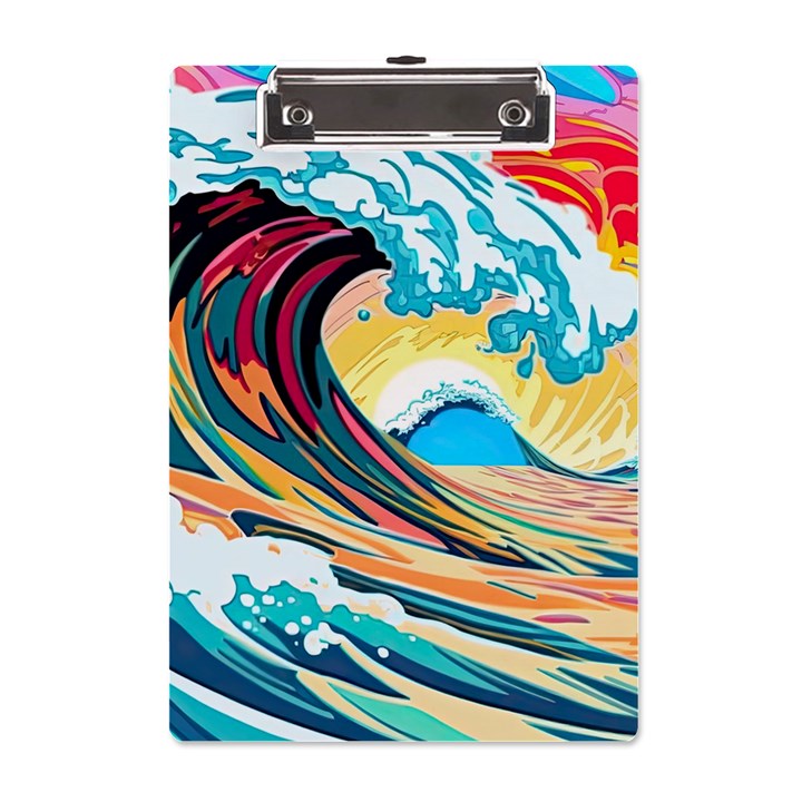 Waves Ocean Sea Tsunami Nautical 8 A5 Acrylic Clipboard