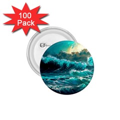 Tsunami Waves Ocean Sea Nautical Nature Water 5 1 75  Buttons (100 Pack) 