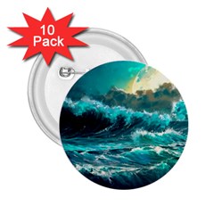 Tsunami Waves Ocean Sea Nautical Nature Water 5 2 25  Buttons (10 Pack)  by Jancukart