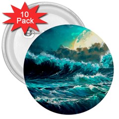 Tsunami Waves Ocean Sea Nautical Nature Water 5 3  Buttons (10 Pack)  by Jancukart