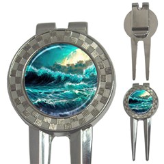 Tsunami Waves Ocean Sea Nautical Nature Water 5 3-in-1 Golf Divots by Jancukart