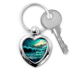 Tsunami Waves Ocean Sea Nautical Nature Water 5 Key Chain (heart) by Jancukart