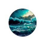 Tsunami Waves Ocean Sea Nautical Nature Water 5 Rubber Round Coaster (4 pack) Front