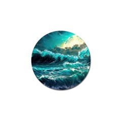 Tsunami Waves Ocean Sea Nautical Nature Water 5 Golf Ball Marker (4 Pack)