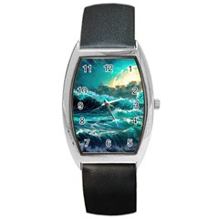 Tsunami Waves Ocean Sea Nautical Nature Water 5 Barrel Style Metal Watch