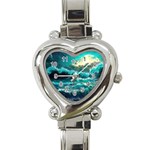 Tsunami Waves Ocean Sea Nautical Nature Water 5 Heart Italian Charm Watch Front