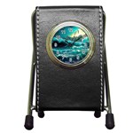 Tsunami Waves Ocean Sea Nautical Nature Water 5 Pen Holder Desk Clock Front