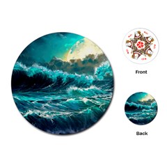 Tsunami Waves Ocean Sea Nautical Nature Water 5 Playing Cards Single Design (round)