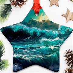 Tsunami Waves Ocean Sea Nautical Nature Water 5 Star Ornament (two Sides)