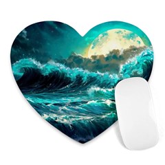 Tsunami Waves Ocean Sea Nautical Nature Water 5 Heart Mousepad by Jancukart