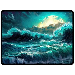 Tsunami Waves Ocean Sea Nautical Nature Water 5 Fleece Blanket (large)