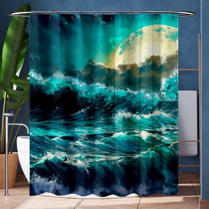 Tsunami Waves Ocean Sea Nautical Nature Water 5 Shower Curtain 60  x 72  (Medium) 