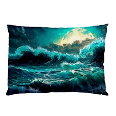 Tsunami Waves Ocean Sea Nautical Nature Water 5 Pillow Case (two Sides) by Jancukart