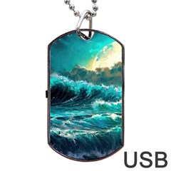 Tsunami Waves Ocean Sea Nautical Nature Water 5 Dog Tag Usb Flash (two Sides) by Jancukart