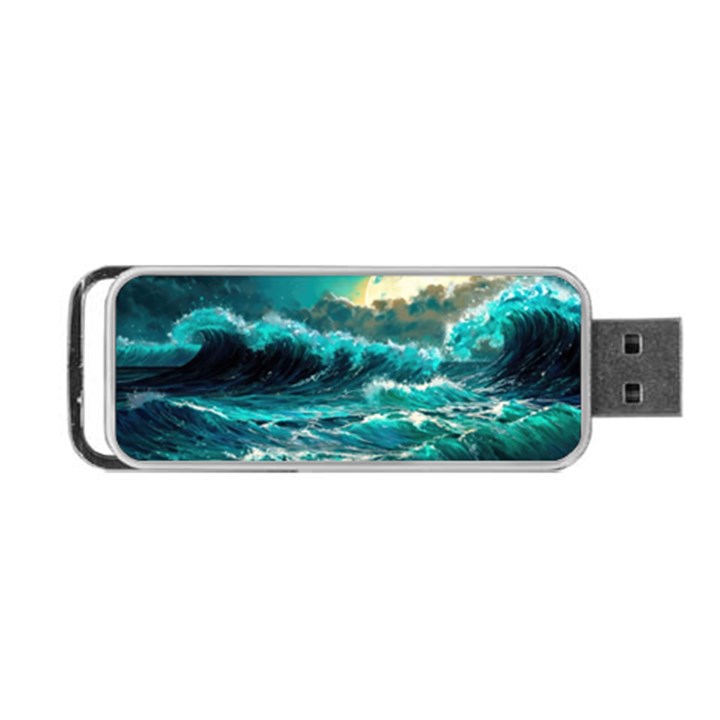 Tsunami Waves Ocean Sea Nautical Nature Water 5 Portable USB Flash (One Side)