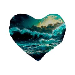 Tsunami Waves Ocean Sea Nautical Nature Water 5 Standard 16  Premium Heart Shape Cushions by Jancukart