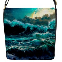 Tsunami Waves Ocean Sea Nautical Nature Water 5 Flap Closure Messenger Bag (s) by Jancukart