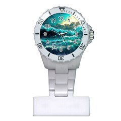 Tsunami Waves Ocean Sea Nautical Nature Water 5 Plastic Nurses Watch by Jancukart