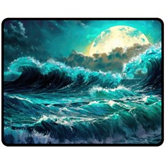 Tsunami Waves Ocean Sea Nautical Nature Water 5 Two Sides Fleece Blanket (medium)