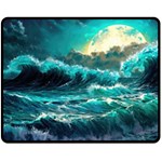 Tsunami Waves Ocean Sea Nautical Nature Water 5 Two Sides Fleece Blanket (Medium) 58.8 x47.4  Blanket Back