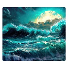 Tsunami Waves Ocean Sea Nautical Nature Water 5 Two Sides Premium Plush Fleece Blanket (small) by Jancukart