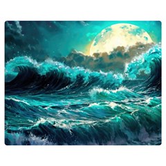 Tsunami Waves Ocean Sea Nautical Nature Water 5 Two Sides Premium Plush Fleece Blanket (medium) by Jancukart