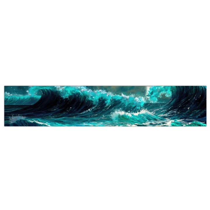 Tsunami Waves Ocean Sea Nautical Nature Water 5 Small Premium Plush Fleece Scarf