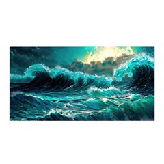 Tsunami Waves Ocean Sea Nautical Nature Water 5 Satin Wrap 35  X 70  by Jancukart