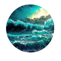 Tsunami Waves Ocean Sea Nautical Nature Water 5 Mini Round Pill Box by Jancukart