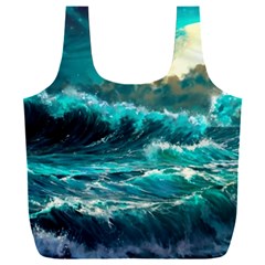 Tsunami Waves Ocean Sea Nautical Nature Water 5 Full Print Recycle Bag (xxl) by Jancukart